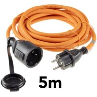 Verlängerungskabel 5m, IP44, Orange H07RN-F 3G1,5 , Stecker / Kupplung