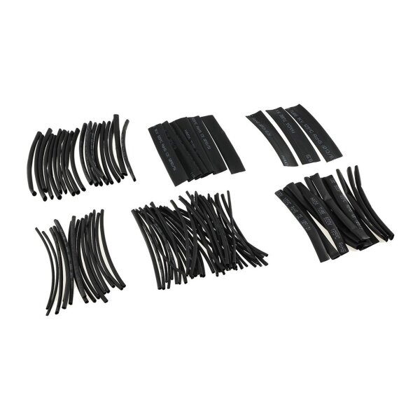 Schrumpfschlauch-Sortiment, 100-teilig in praktischer Box, schwarz