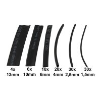 Schrumpfschlauch-Sortiment, 100-teilig in praktischer Box, schwarz