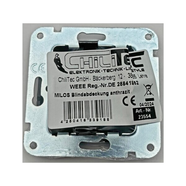 MILOS Blind-Abdeckung – anthrazit, für Unterputz-Anschluss, inkl. Metallplatte, passend für Mehrfach-Rahmen