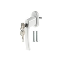 Abschließbarer Fenstergriff, weiß 2 Schrauben, 2 Schlüssel