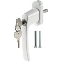 Abschließbarer Fenstergriff, weiß 2 Schrauben, 2 Schlüssel