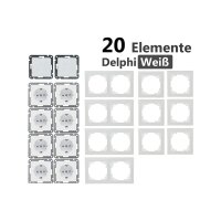 Delphi Steckdosen Schalter Set 20 Teile I Steckdosen Schalter Rahmen Unterputz Einbau I Weiß