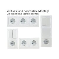 Delphi Steckdosen Schalter Set Wohnzimmer Lichtschalter mit Steckdose TV Antenne Unterputz Einbau I Weiß