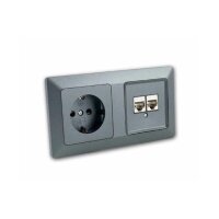 MILOS Kombimodul: Steckdose + 2&times; CAT6 Netzwerkdose, anthrazit