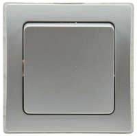 ChiliTec Delphi Taster Klingel-Taster 0-250V~/ max. 10A mit 1-Fach Rahmen Abnehmbar Unterputz Silber Grau