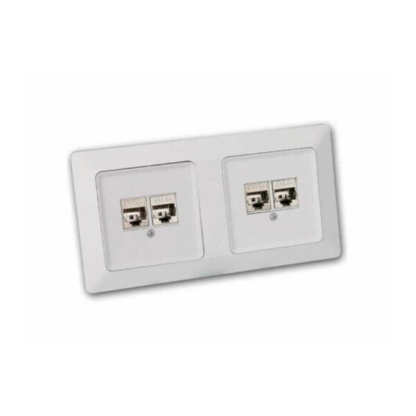 MILOS Doppel-Netzwerkdose CAT6 Set – 4× RJ45 pro Dose, Weiß