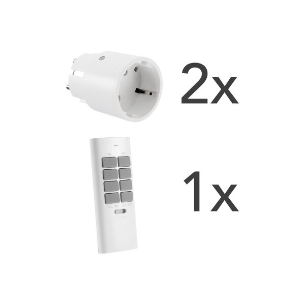 ChiliTec Funksteckdose Set Pilota Casa - 2x Steckdose mit 1x Fernbedienung - Innen max. 30m Reichweite