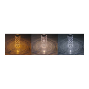 LED Akku-Tischleuchte "Foco Bonita" Li-Akku, Weiß/Warmweiß/Amber, ØxH 9x21cm