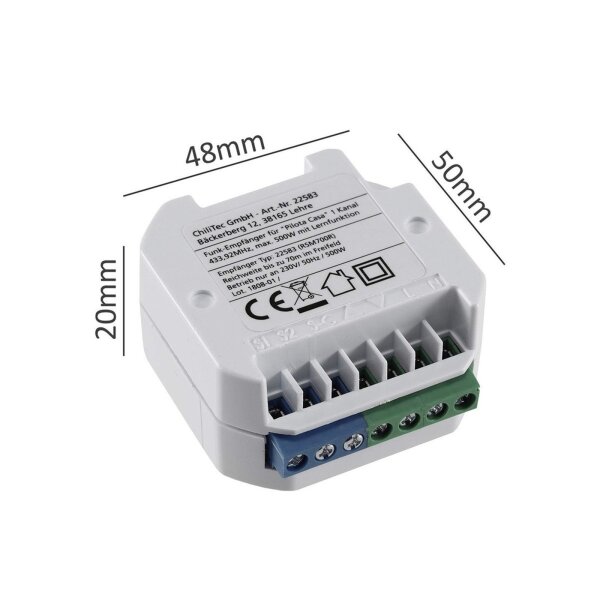 Funk Rolladen- & Jalousie Set mit Fernbedienung PILOTA CASA kabellose Steuerung 230V für elektrische Motoren bis 500Watt - für UP Dosen Ø50x20mm