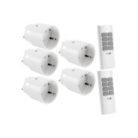 ChiliTec Pilota Casa Funksteckdosen-Set – 5x Steckdose + 2x Fernbedienung, 2300W, Slimline
