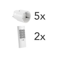 ChiliTec Pilota Casa Funksteckdosen-Set – 5x Steckdose + 2x Fernbedienung, 2300W, Slimline