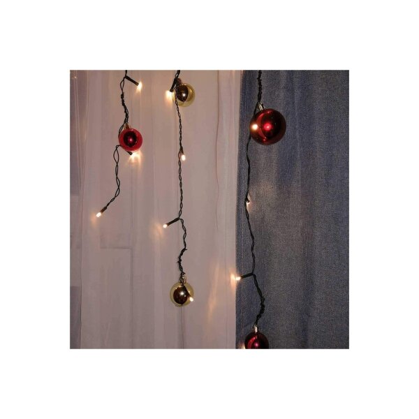 DIY LED Lichterkettenvorhang – 70 LEDs, 30 Kugeln, 130?cm breit, rot/gold