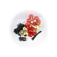 DIY LED Lichterkettenvorhang – 70 LEDs, 30 Kugeln, 130?cm breit, rot/gold
