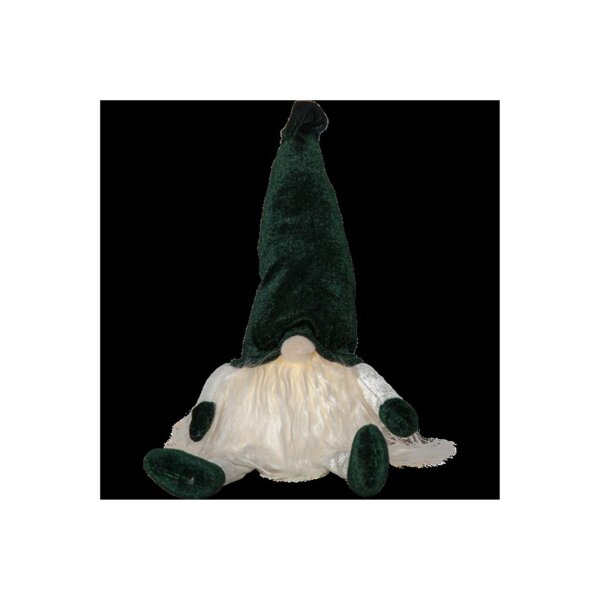 LED-Deko-Wichtel 44?cm mit grüner Mütze – Batteriebetrieben