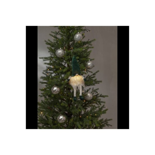 LED-Deko-Wichtel 44?cm mit grüner Mütze – Batteriebetrieben