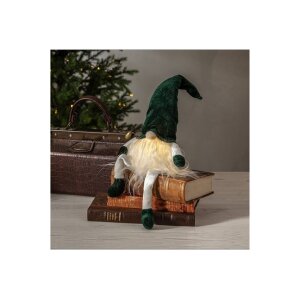 LED-Deko-Wichtel 44?cm mit grüner Mütze –...