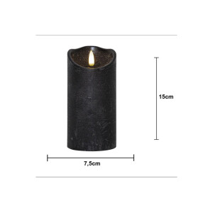 LED-Wachskerze Schwarz – 15?cm mit rustikaler Oberfläche & Timer