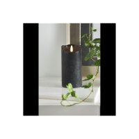 LED-Wachskerze Schwarz – 15?cm mit rustikaler Oberfläche & Timer