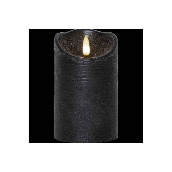 LED-Wachskerze Schwarz – 12,5?cm mit rustikaler Oberfläche & Timer