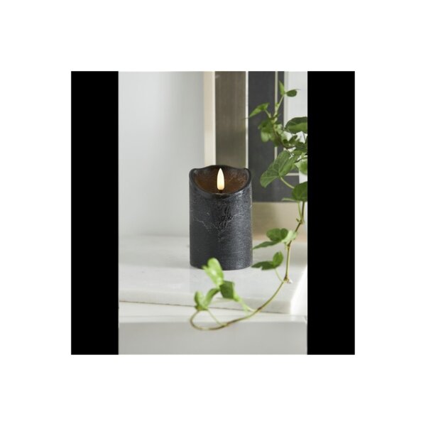 LED-Wachskerze Schwarz – 12,5?cm mit rustikaler Oberfläche & Timer
