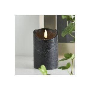 LED-Wachskerze Schwarz – 12,5?cm mit rustikaler...