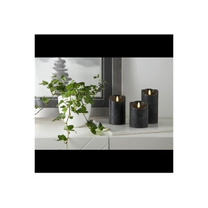 LED-Wachskerze Schwarz – 12,5?cm mit rustikaler Oberfläche & Timer