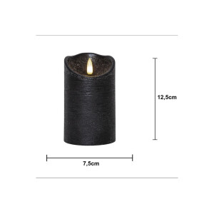 LED-Wachskerze Schwarz – 12,5?cm mit rustikaler Oberfläche & Timer