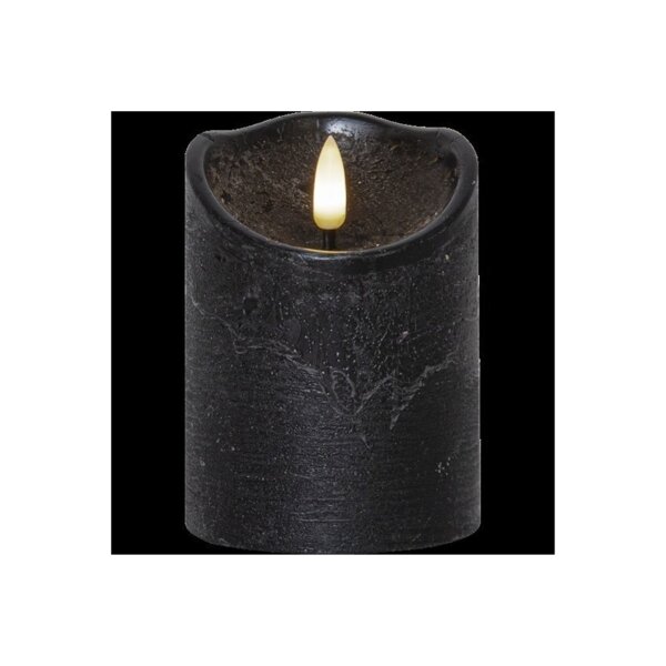 LED-Wachskerze Schwarz – 10?cm mit rustikaler Oberfläche & Timer