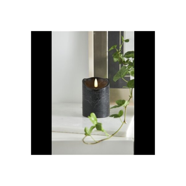 LED-Wachskerze Schwarz – 10?cm mit rustikaler Oberfläche & Timer