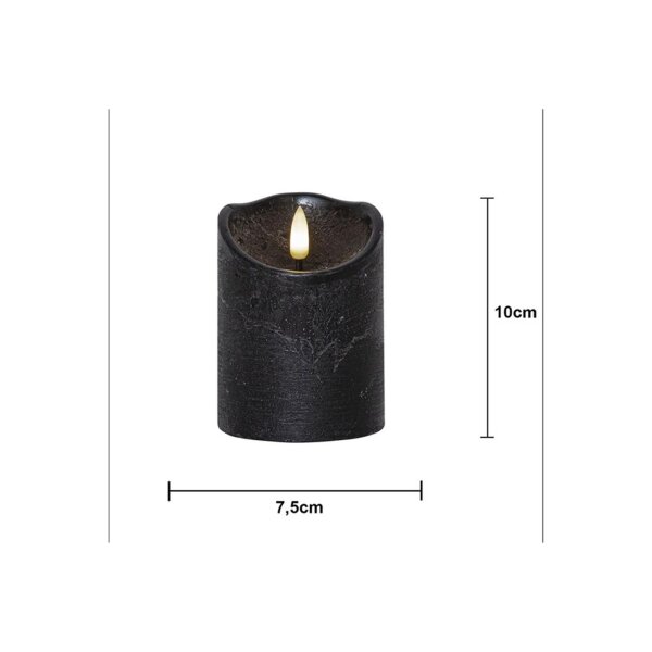 LED-Wachskerze Schwarz – 10?cm mit rustikaler Oberfläche & Timer