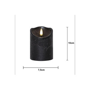 LED-Wachskerze Schwarz – 10?cm mit rustikaler Oberfläche & Timer