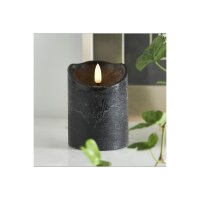LED-Wachskerze Schwarz – 10?cm mit rustikaler Oberfläche & Timer