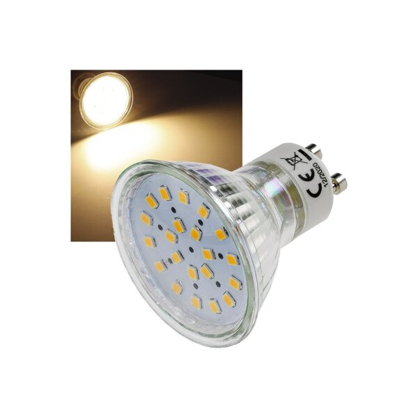 LED Strahler GU10 "H40 SMD" 120°, 3000k, 330lm, 230V/3W, warmweiß