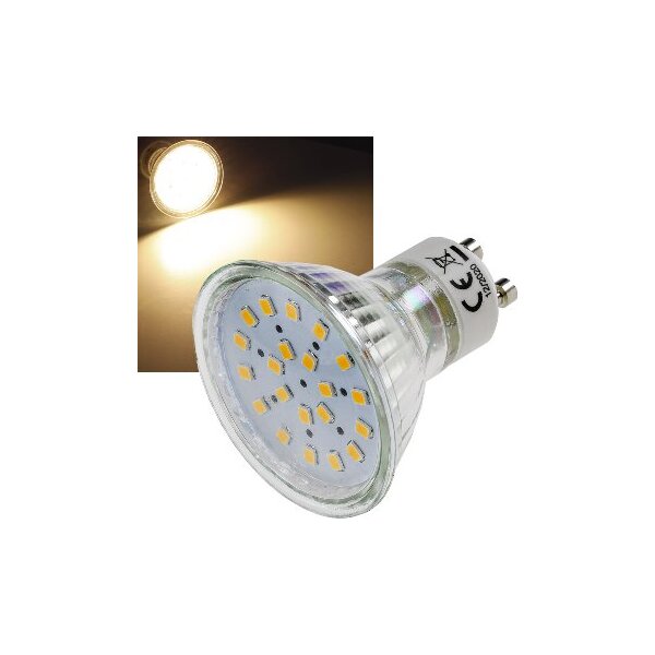 LED Strahler GU10 "H40 SMD" 120°, 3000k, 330lm, 230V/3W, warmweiß