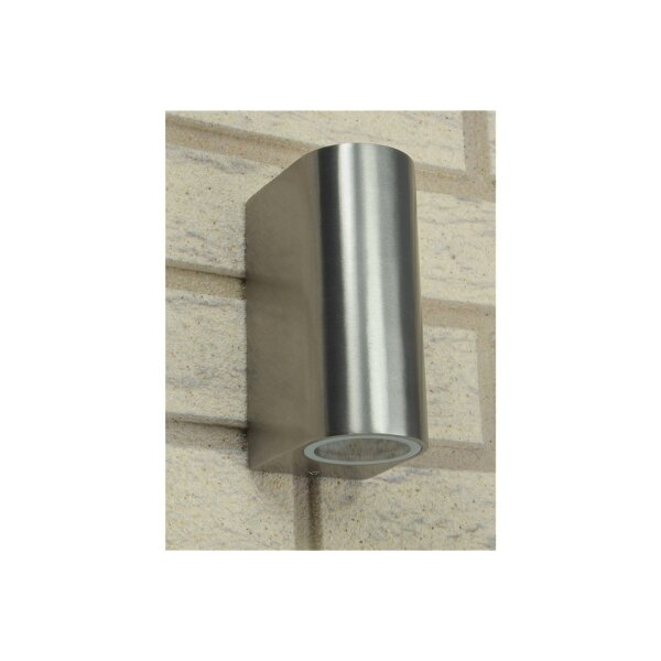 Außen-Wandleuchte "CTW-2" für 2x GU10, IP44, Edelstahl poliert