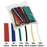 Schrumpfschlauch-Sortiment, 100-teilig in Sortimentstüte, bunt