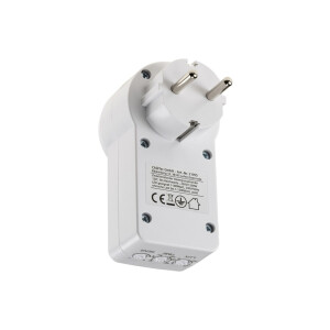 ChiliTec Steckdose mit Bewegungsmelder 120° 9m Reichweite 1200W 230V Zwischenstecker Schaltzeit regelbar 10sek.-15min I Empfindlichkeit einstellbar Weiß