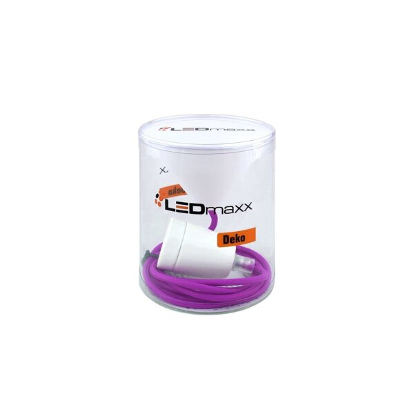 Deko Set Textilkabel lila mit Keramik-Lampenfassung E27 und weißem Baldachin