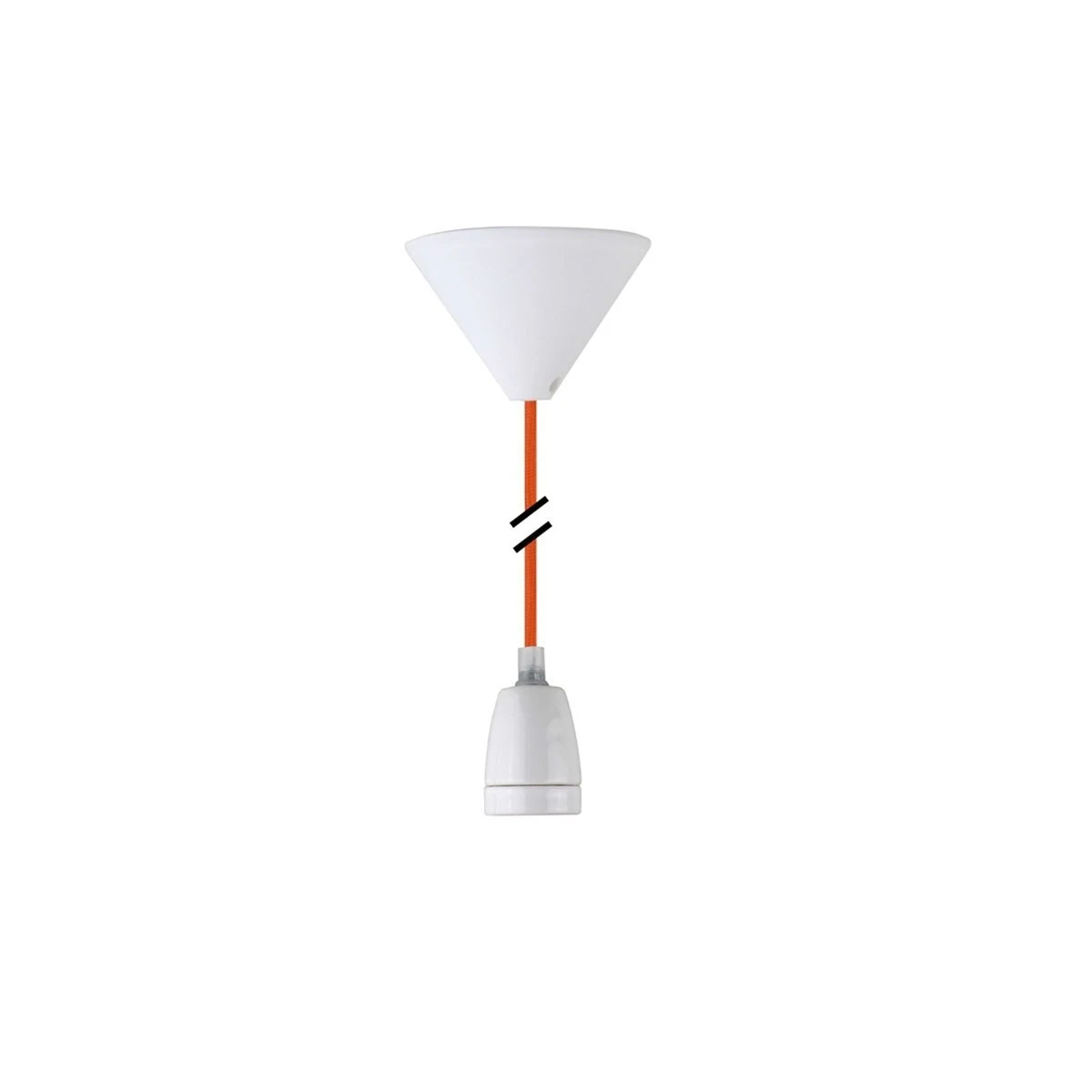 Deko Set Textilkabel orange mit Keramik-Lampenfassung E27...