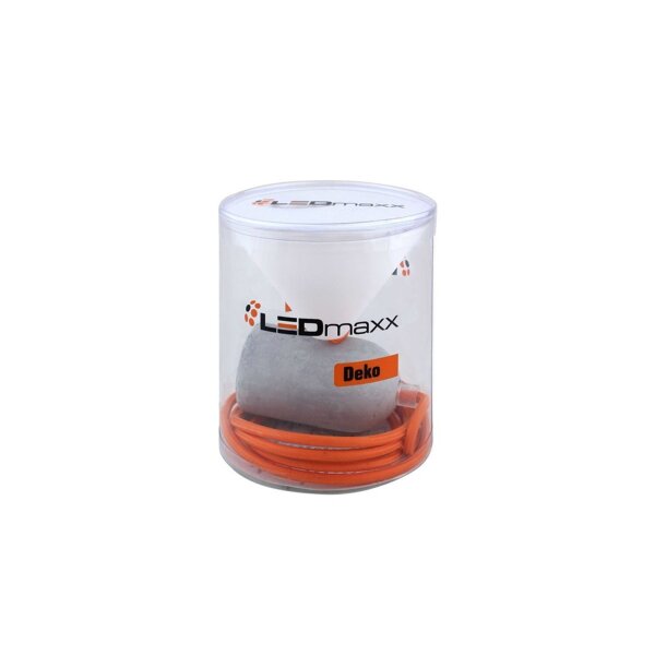 Deko Set Textilkabel orange mit Beton-Lampenfassung E27 und weißem Baldachin