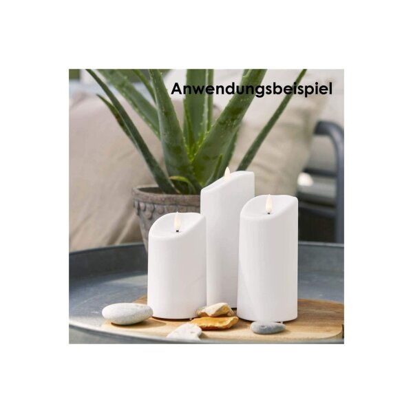 LED-Kerze mit 3D-FLAMME und Timer in warmweiß Höhe 18cm einzeln