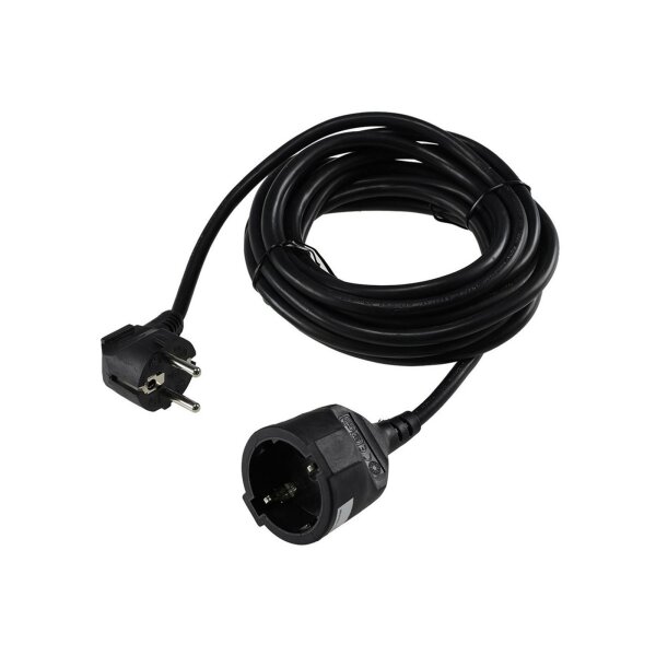 Schutzkontakt-Verlängerung, 5m, schwarz H05VV-F3G 1,5mm² 16A/250V