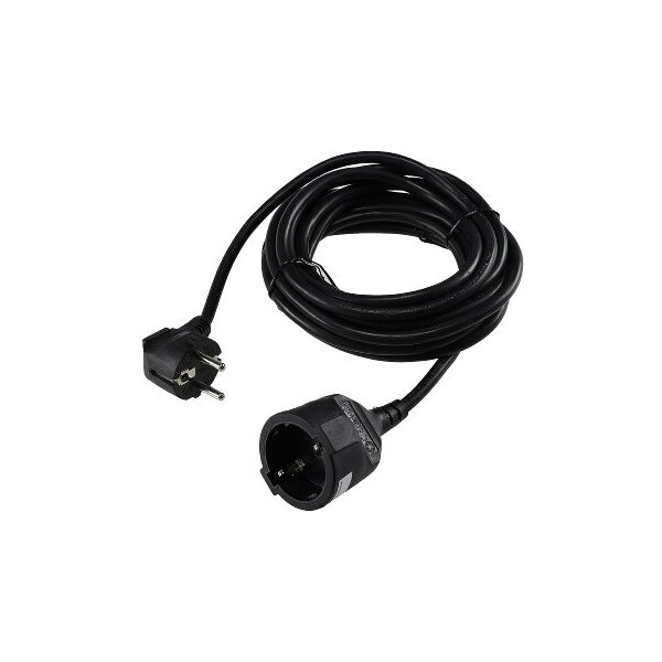 Schutzkontakt-Verlängerung, 5m, schwarz H05VV-F3G 1,5mm² 16A/250V