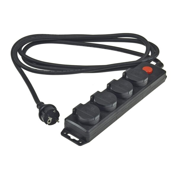 Gartensteckdosenleiste für Außen, 4-fach IP44, 3m Zuleitung, mit Schalter