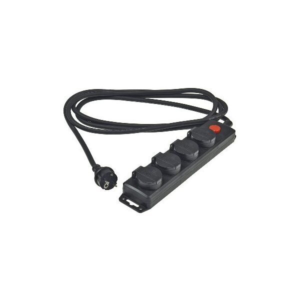 Gartensteckdosenleiste für Außen, 4-fach IP44, 3m Zuleitung, mit Schalter