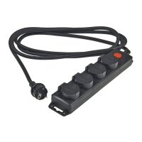 Gartensteckdosenleiste für Außen, 4-fach IP44, 3m Zuleitung, mit Schalter