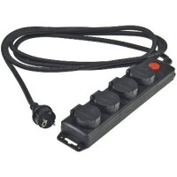 Gartensteckdosenleiste für Außen, 4-fach IP44, 3m Zuleitung, mit Schalter