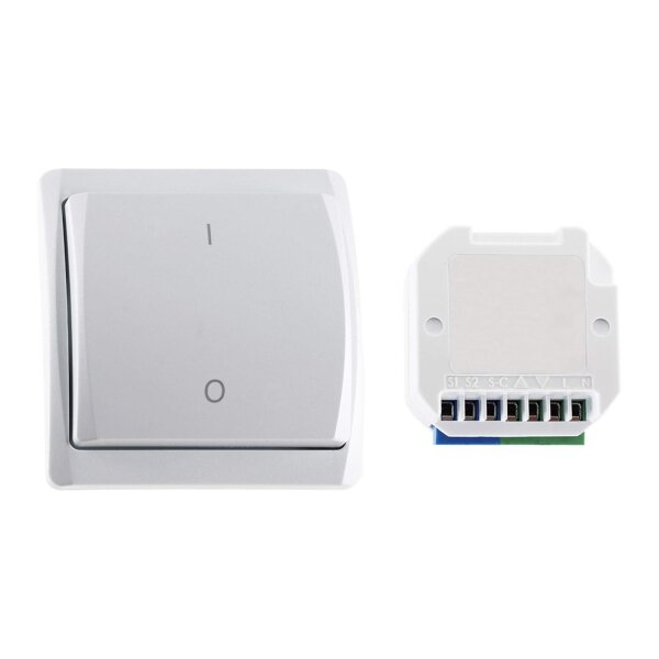 Funk Schalter Set Rolladen Jalousie Steuerung I Funk-Wandschalter mit Funk Einbau Empfänger I Für elektronische Motoren bis 500 Watt I Anschluss an 230V