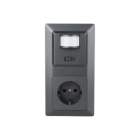 Milos Bewegungsmelder Steckdose Unterputz Innen 2-Draht 230V 160° Sensor I Anschluss ohne Nullleiter I Anthrazit